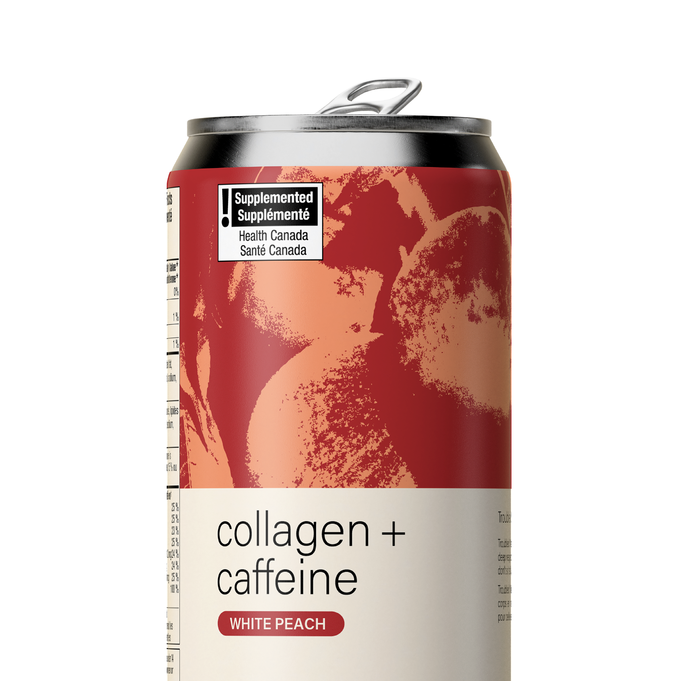 A can of peach flavoured Troubled Water drink